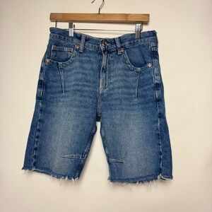 We the Free Free People Ghost Town Long denim size 27 raw hem Bermuda shorts